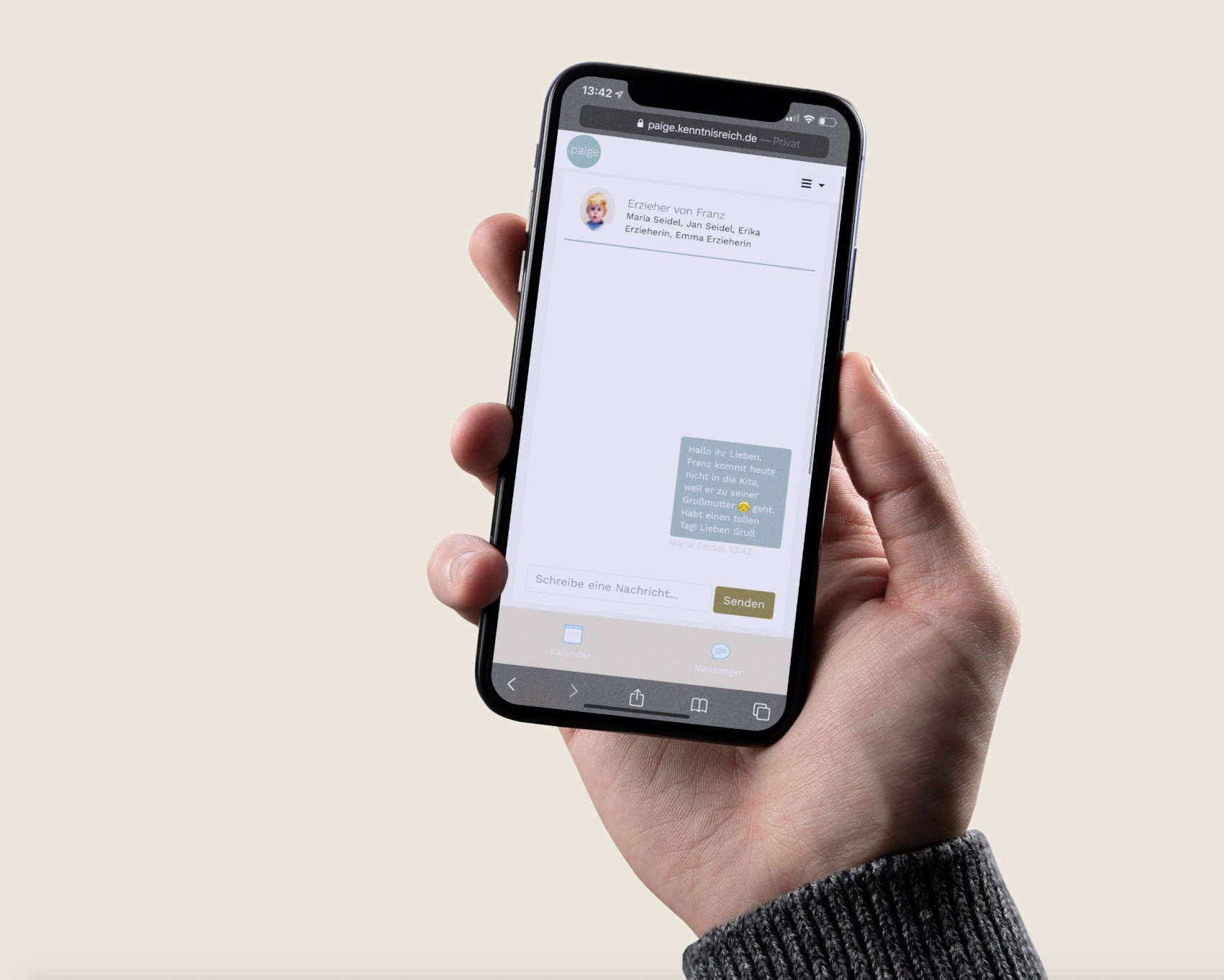 Paige Messenger auf dem Smartphone