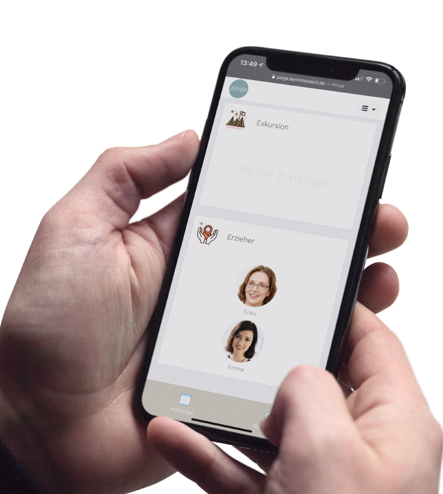 Paige App Ansicht